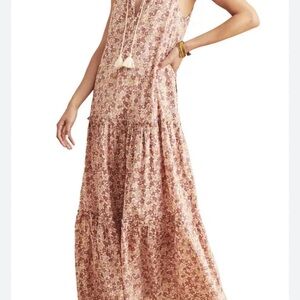 Faherty Floral Maxi Dress in Pink and Cream